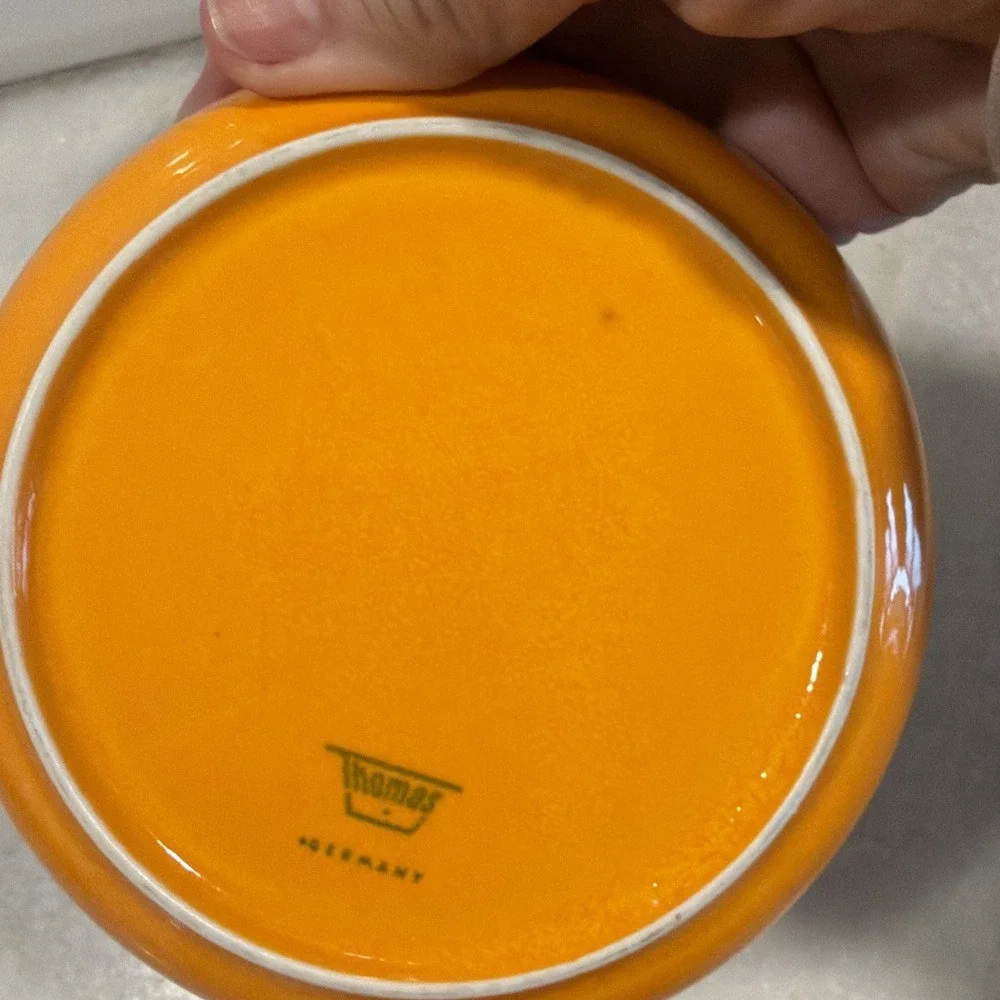 Vintage Thomas Flammfest Danish Gold Soup Cup Saucer MCM Oven Safe GW993